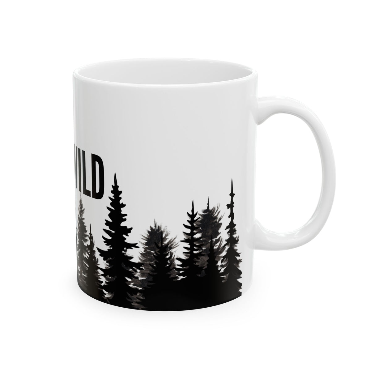 Stay Wild Alpine Ceramic Mug – Minimalist Forest Coffee Cup (11oz, 15oz)