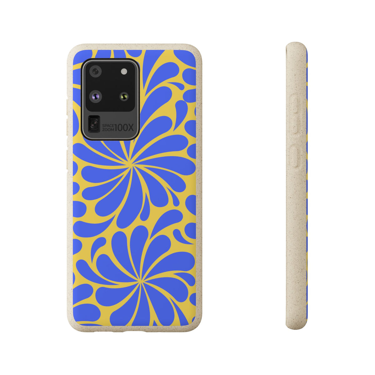 Biodegradable Phone Case — Blue & Yellow Retro Swirl Eco Phone Cover