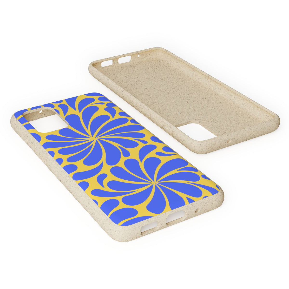 Biodegradable Phone Case — Blue & Yellow Retro Swirl Eco Phone Cover