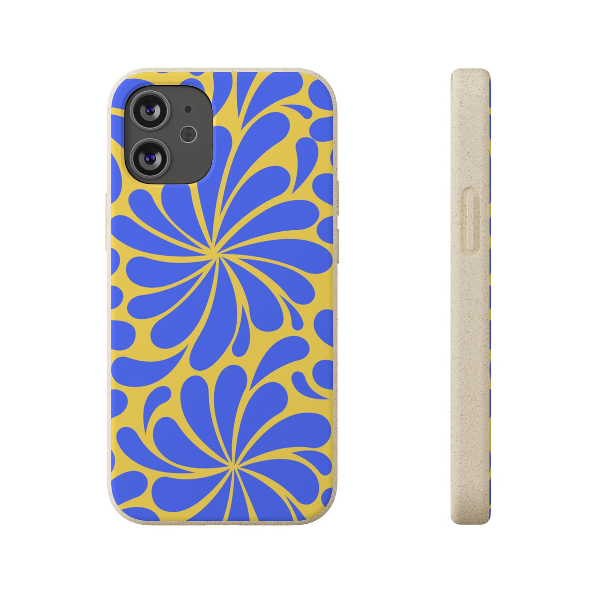Biodegradable Phone Case — Blue & Yellow Retro Swirl Eco Phone Cover