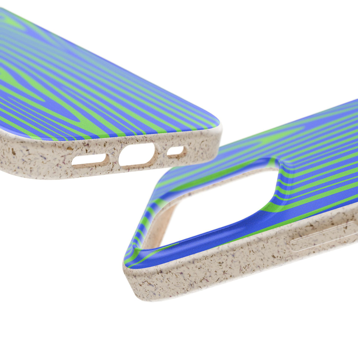 Eco Woodgrain Phone Case — Biodegradable Blue & Green Pattern