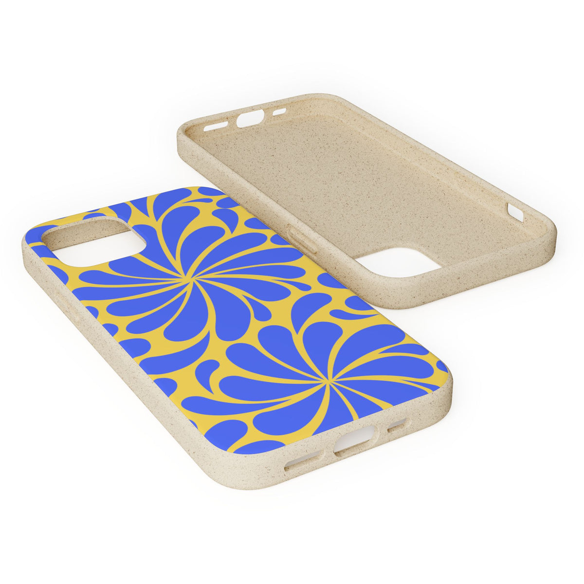 Biodegradable Phone Case — Blue & Yellow Retro Swirl Eco Phone Cover
