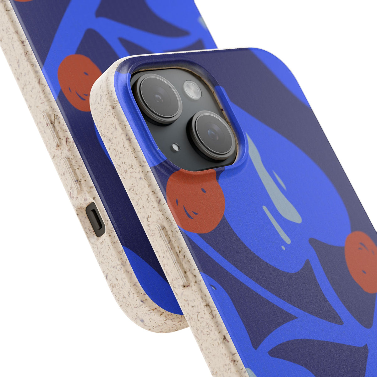 Biodegradable Phone Case — Bold Blue Abstract Floral Berry Design
