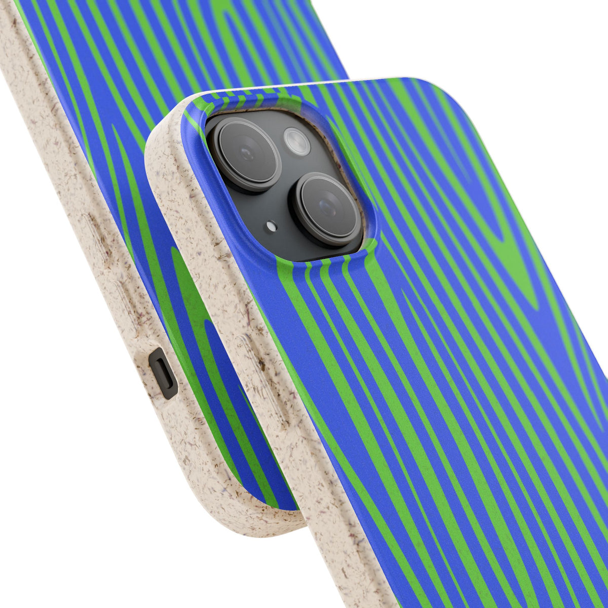 Eco Woodgrain Phone Case — Biodegradable Blue & Green Pattern