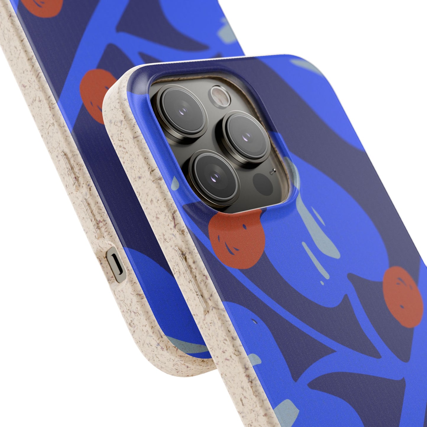 Biodegradable Phone Case — Bold Blue Abstract Floral Berry Design