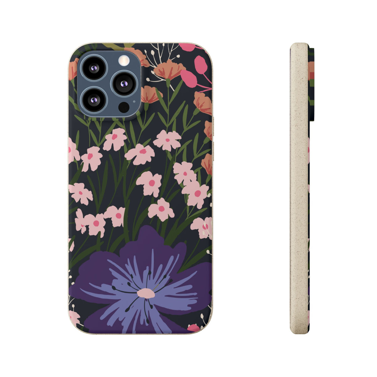 Floral Biodegradable Phone Case — Purple Wildflower Eco Phone Cover