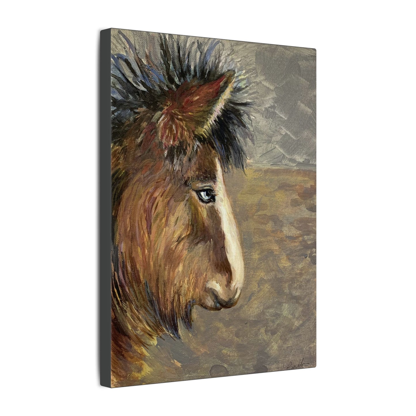 Rustic Icelandic Horse Portrait - Eco-Friendly Canvas