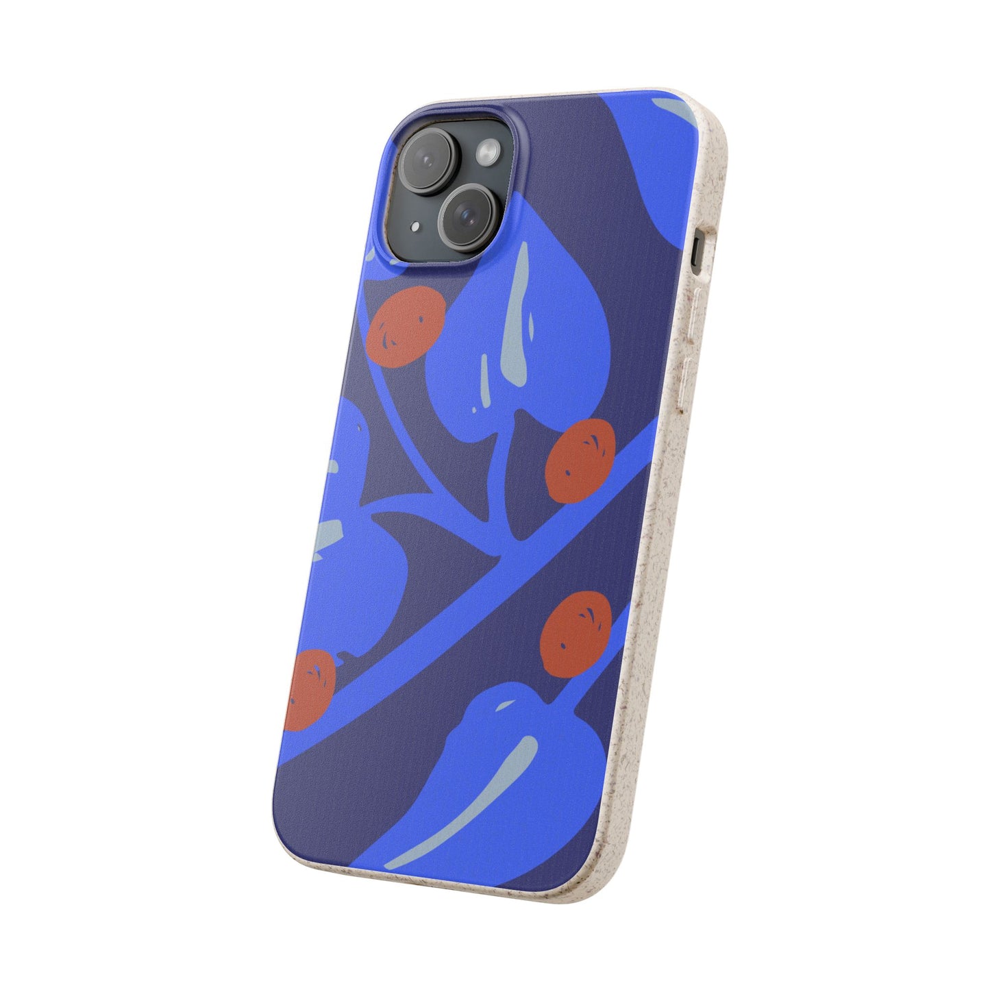 Biodegradable Phone Case — Bold Blue Abstract Floral Berry Design