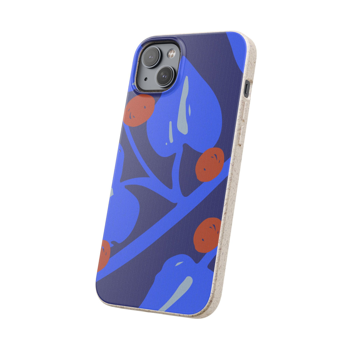Biodegradable Phone Case — Bold Blue Abstract Floral Berry Design