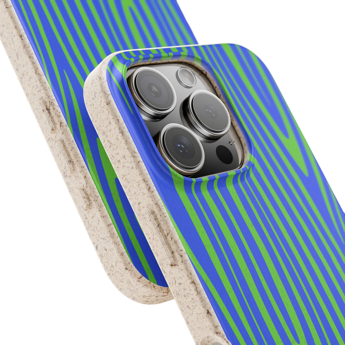 Eco Woodgrain Phone Case — Biodegradable Blue & Green Pattern