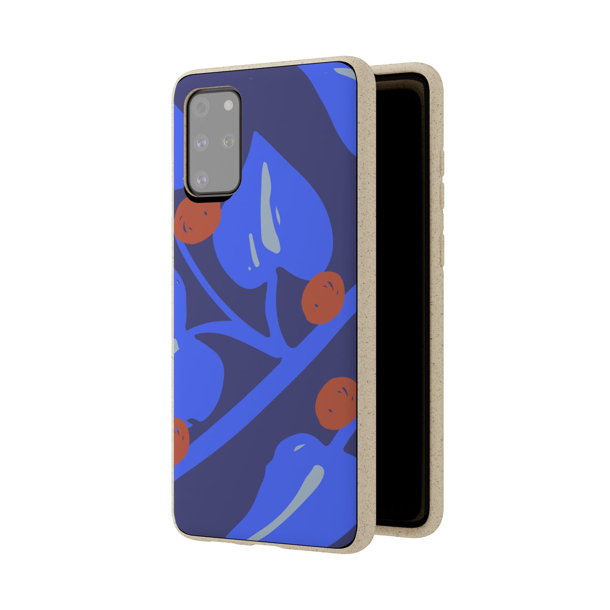 Biodegradable Phone Case — Bold Blue Abstract Floral Berry Design