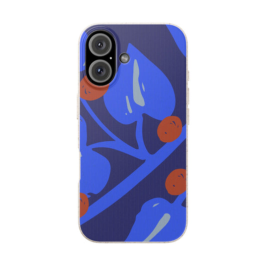 Biodegradable Phone Case — Bold Blue Abstract Floral Berry Design