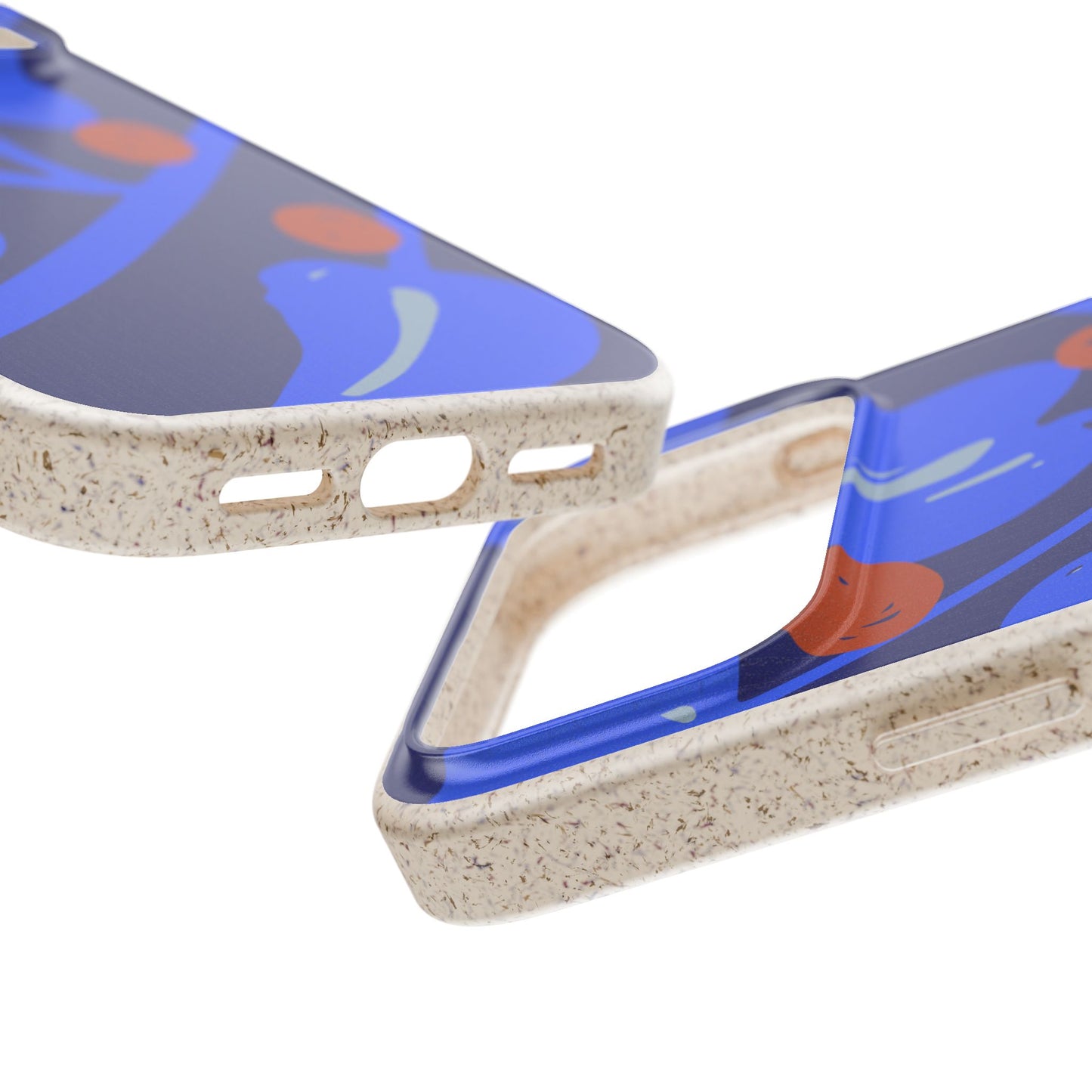 Biodegradable Phone Case — Bold Blue Abstract Floral Berry Design