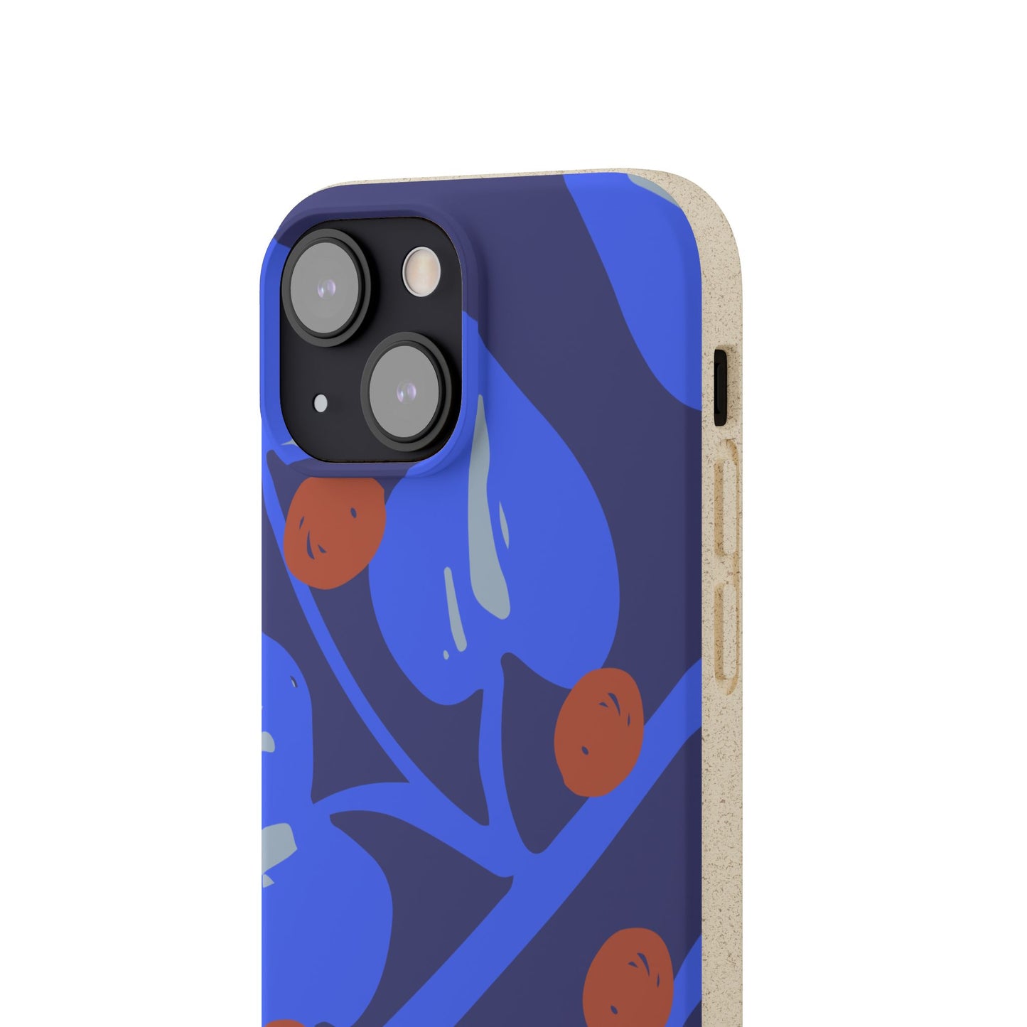 Biodegradable Phone Case — Bold Blue Abstract Floral Berry Design