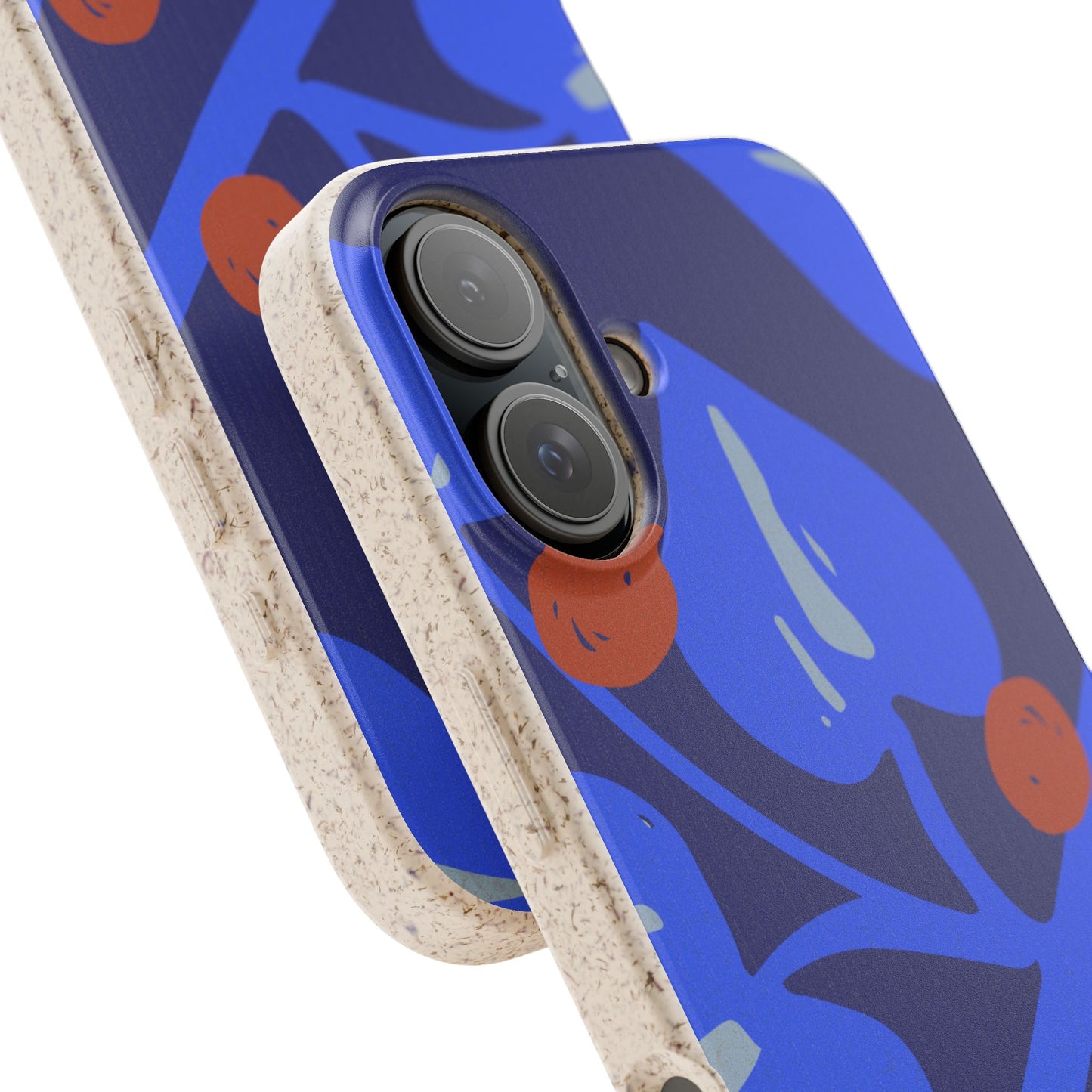 Biodegradable Phone Case — Bold Blue Abstract Floral Berry Design