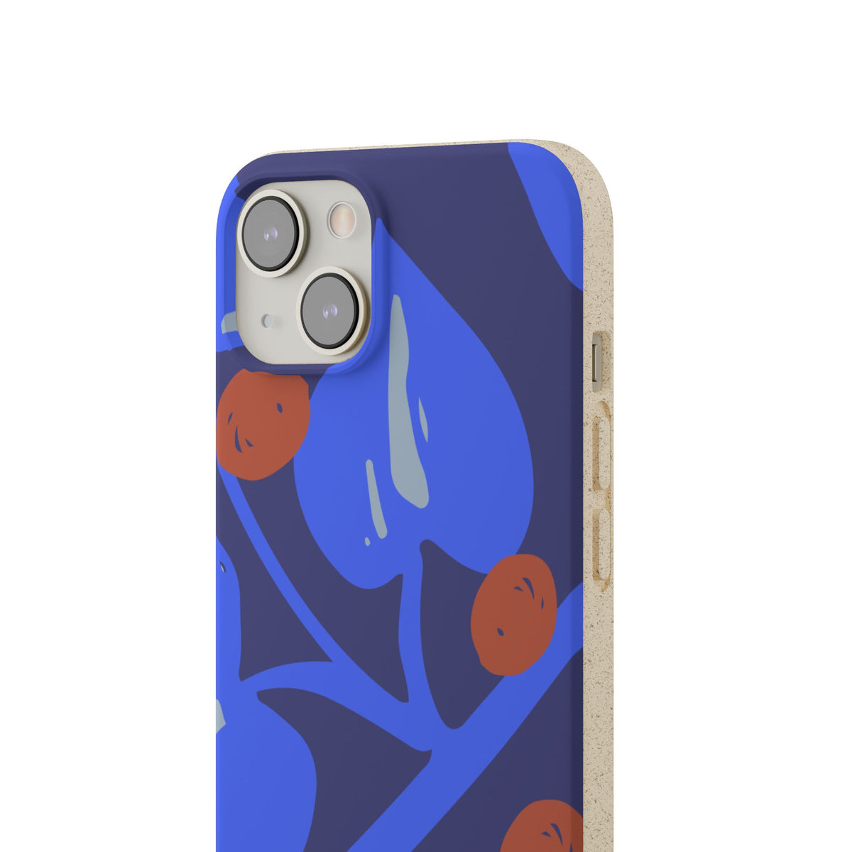 Biodegradable Phone Case — Bold Blue Abstract Floral Berry Design