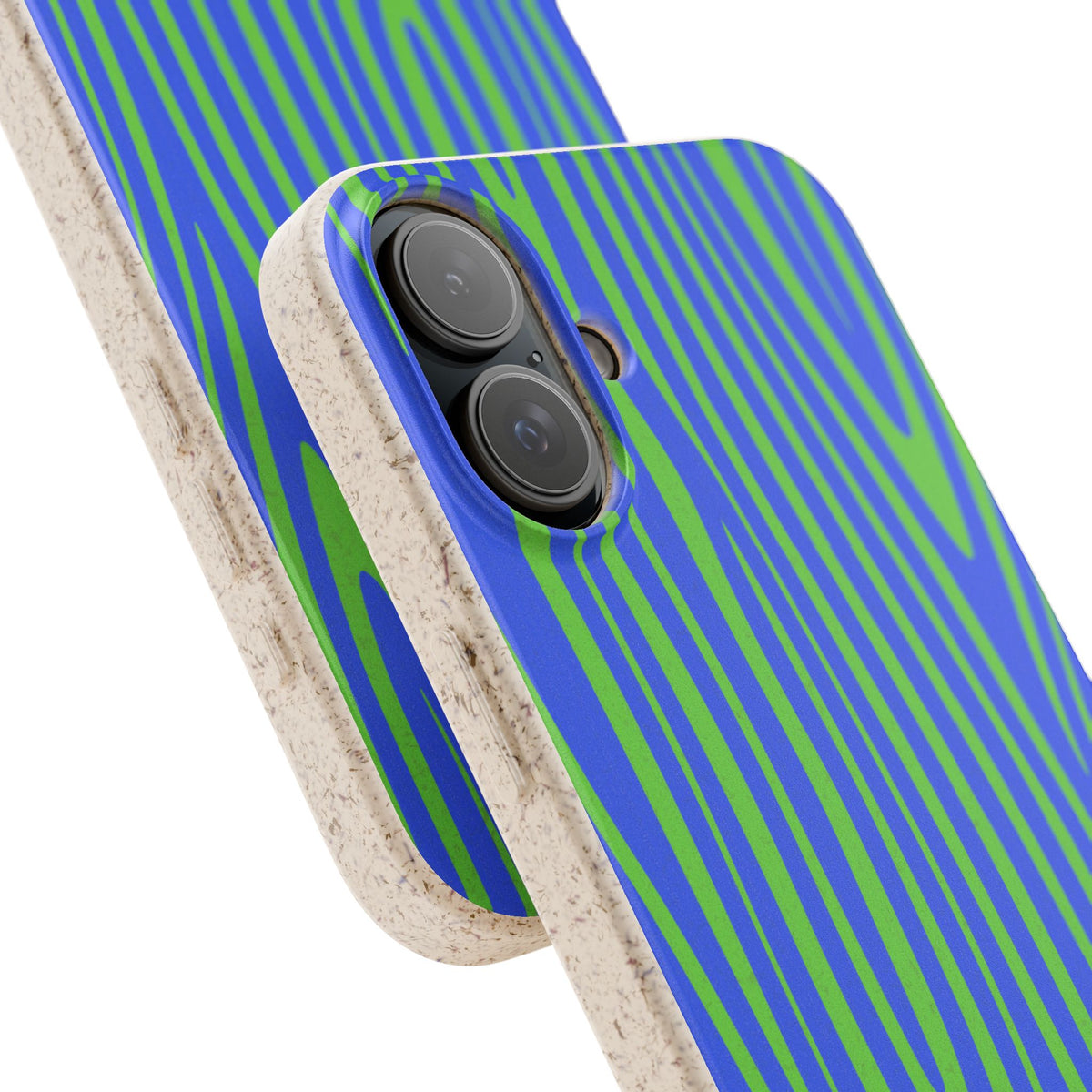 Eco Woodgrain Phone Case — Biodegradable Blue & Green Pattern