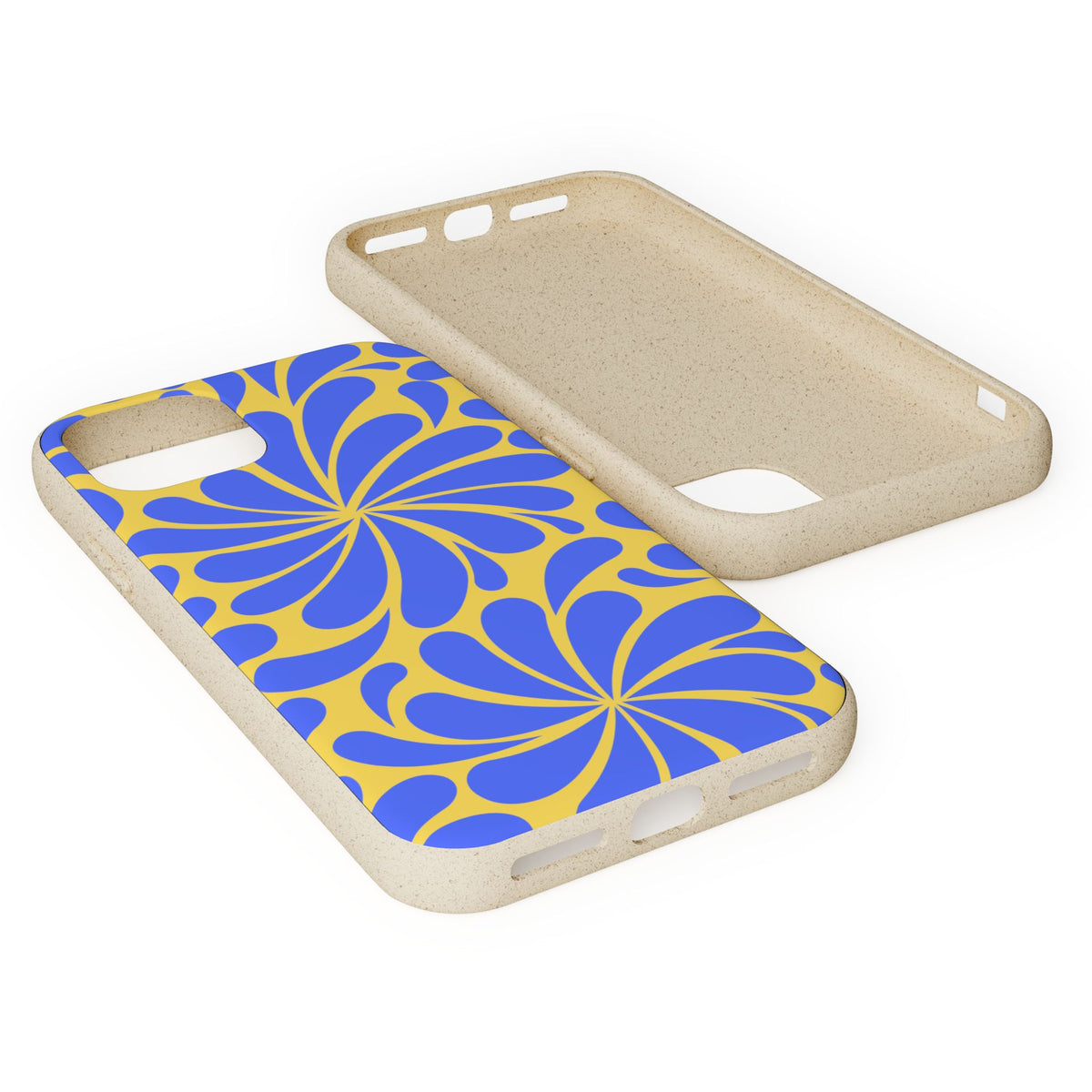 Biodegradable Phone Case — Blue & Yellow Retro Swirl Eco Phone Cover