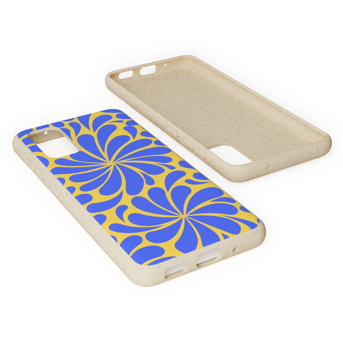 Biodegradable Phone Case — Blue & Yellow Retro Swirl Eco Phone Cover