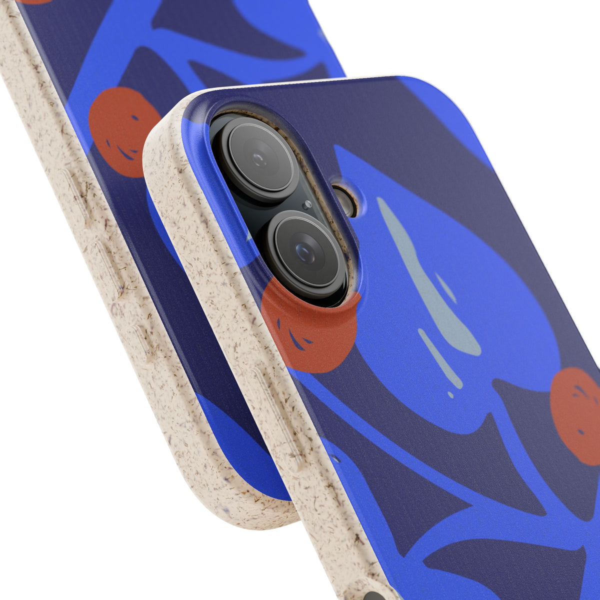 Biodegradable Phone Case — Bold Blue Abstract Floral Berry Design