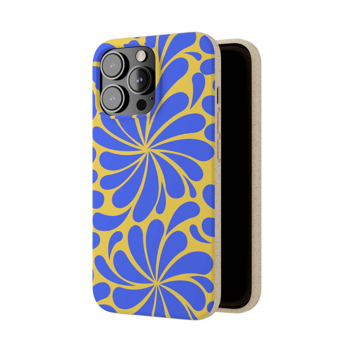 Biodegradable Phone Case — Blue & Yellow Retro Swirl Eco Phone Cover