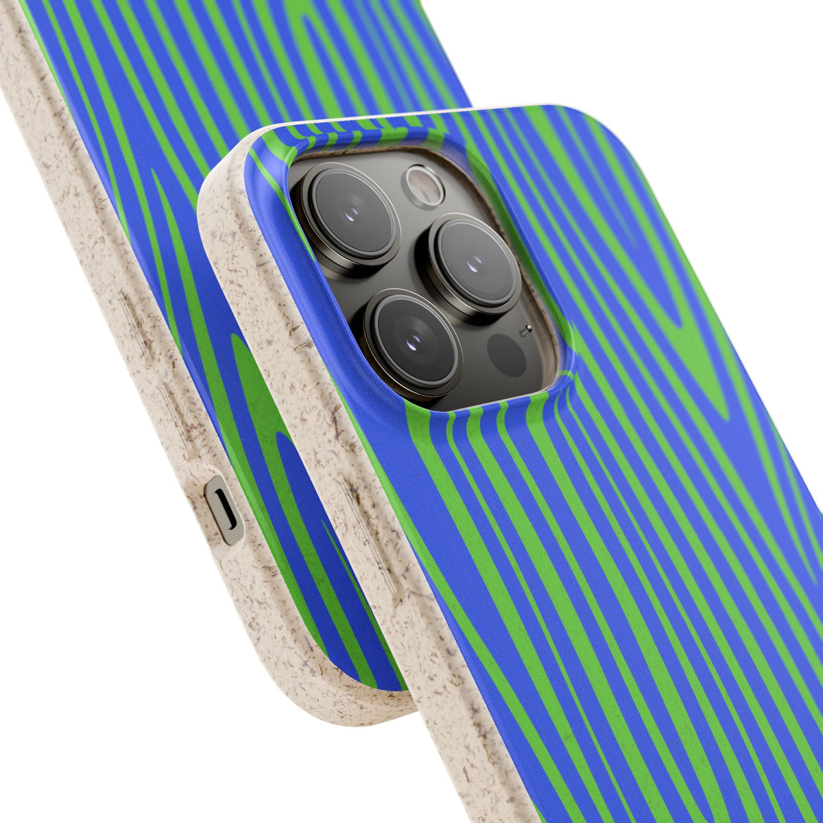 Eco Woodgrain Phone Case — Biodegradable Blue & Green Pattern