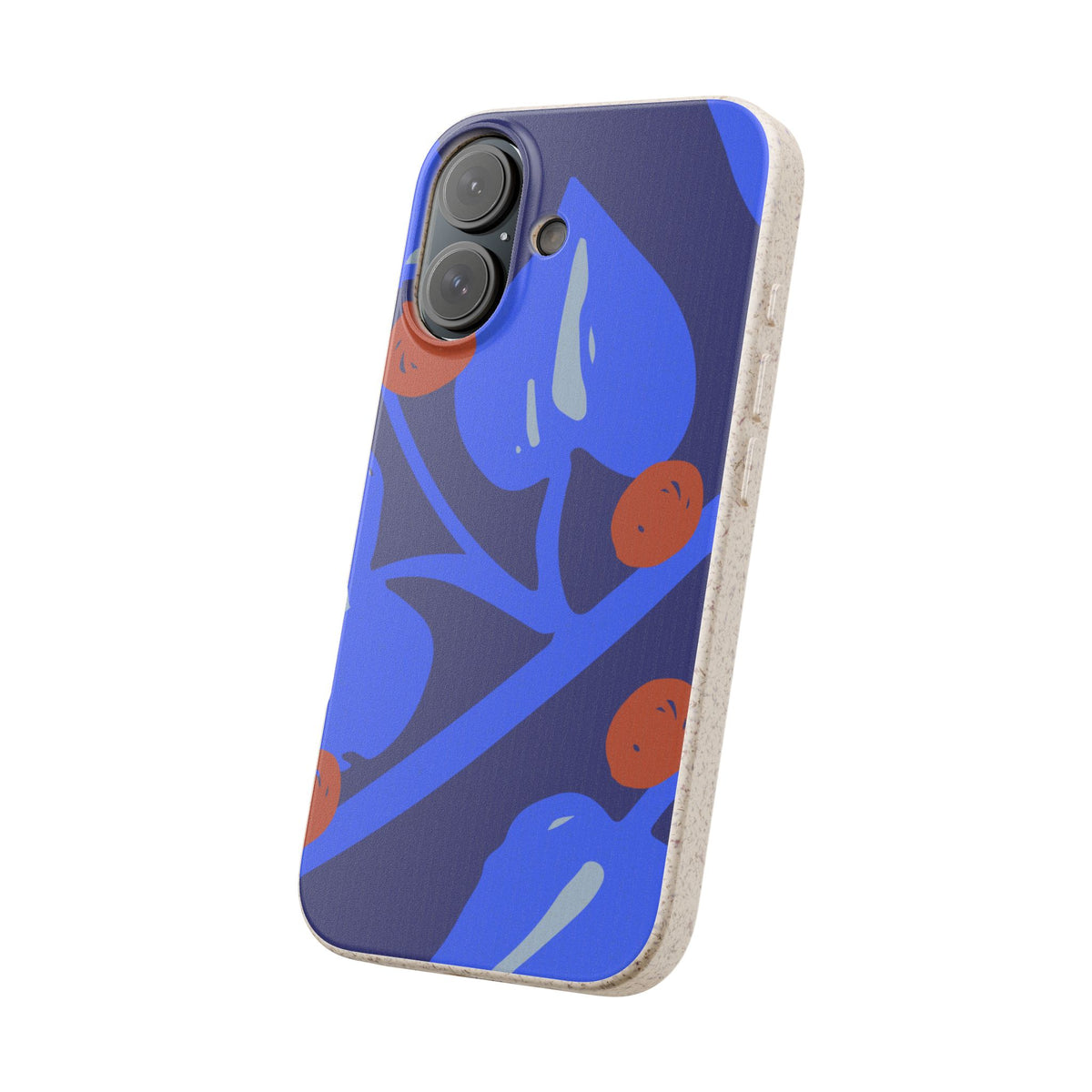 Biodegradable Phone Case — Bold Blue Abstract Floral Berry Design