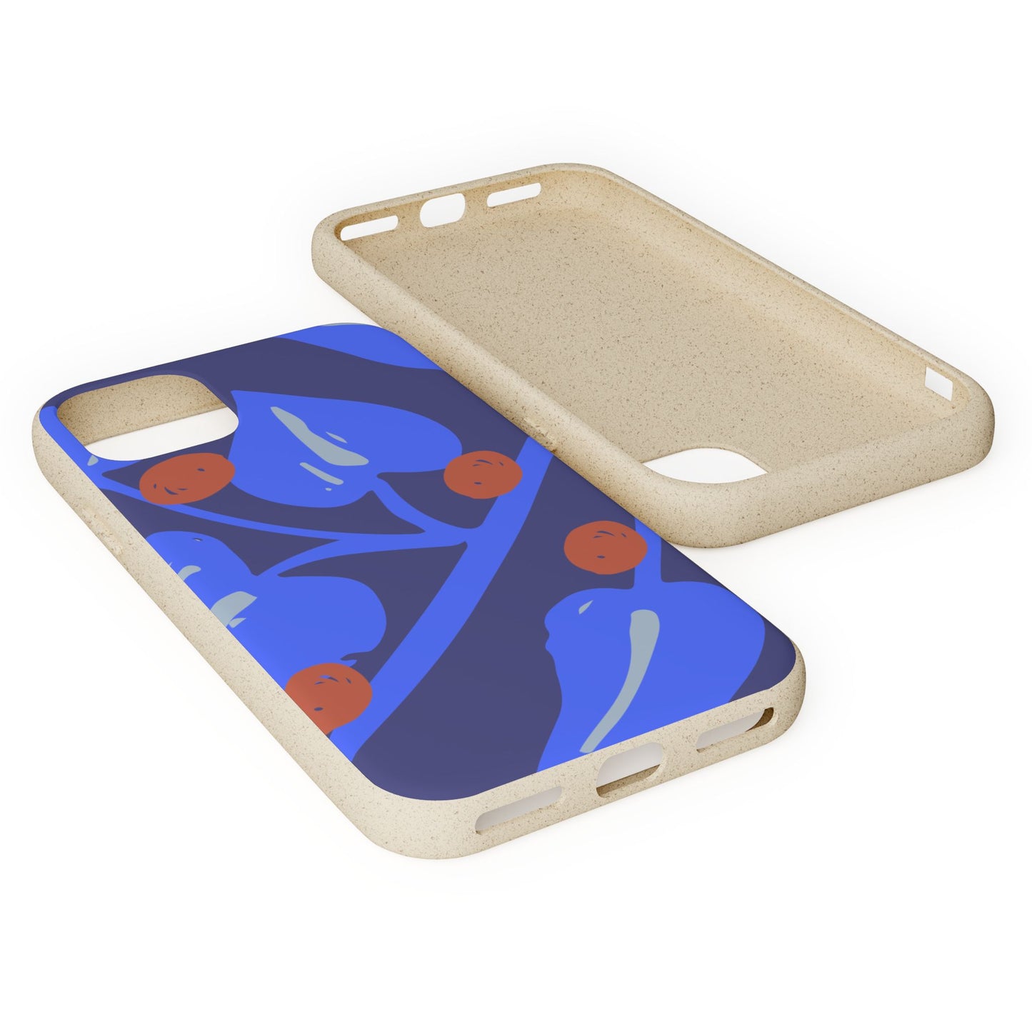 Biodegradable Phone Case — Bold Blue Abstract Floral Berry Design