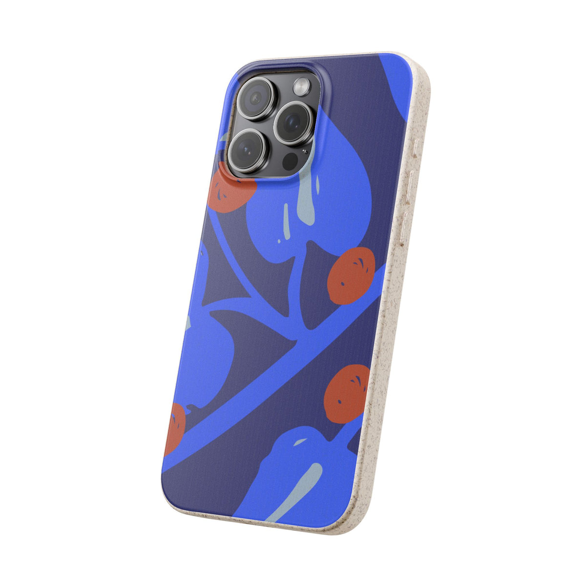 Biodegradable Phone Case — Bold Blue Abstract Floral Berry Design