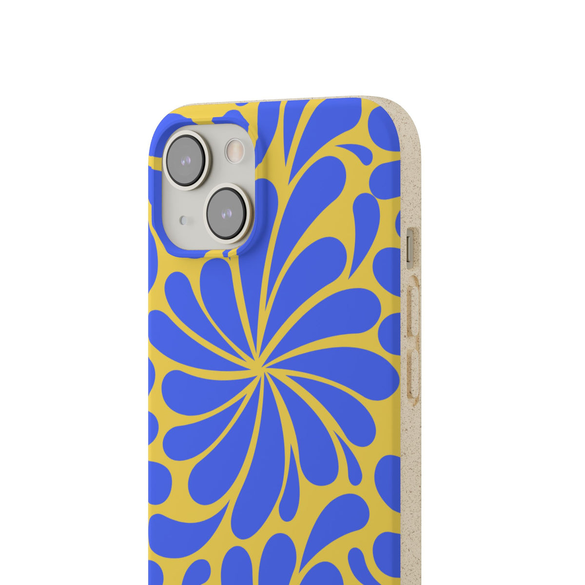 Biodegradable Phone Case — Blue & Yellow Retro Swirl Eco Phone Cover