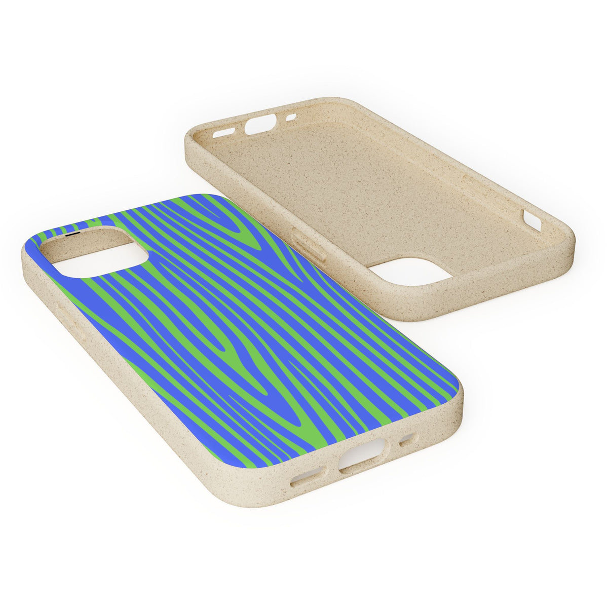 Eco Woodgrain Phone Case — Biodegradable Blue & Green Pattern