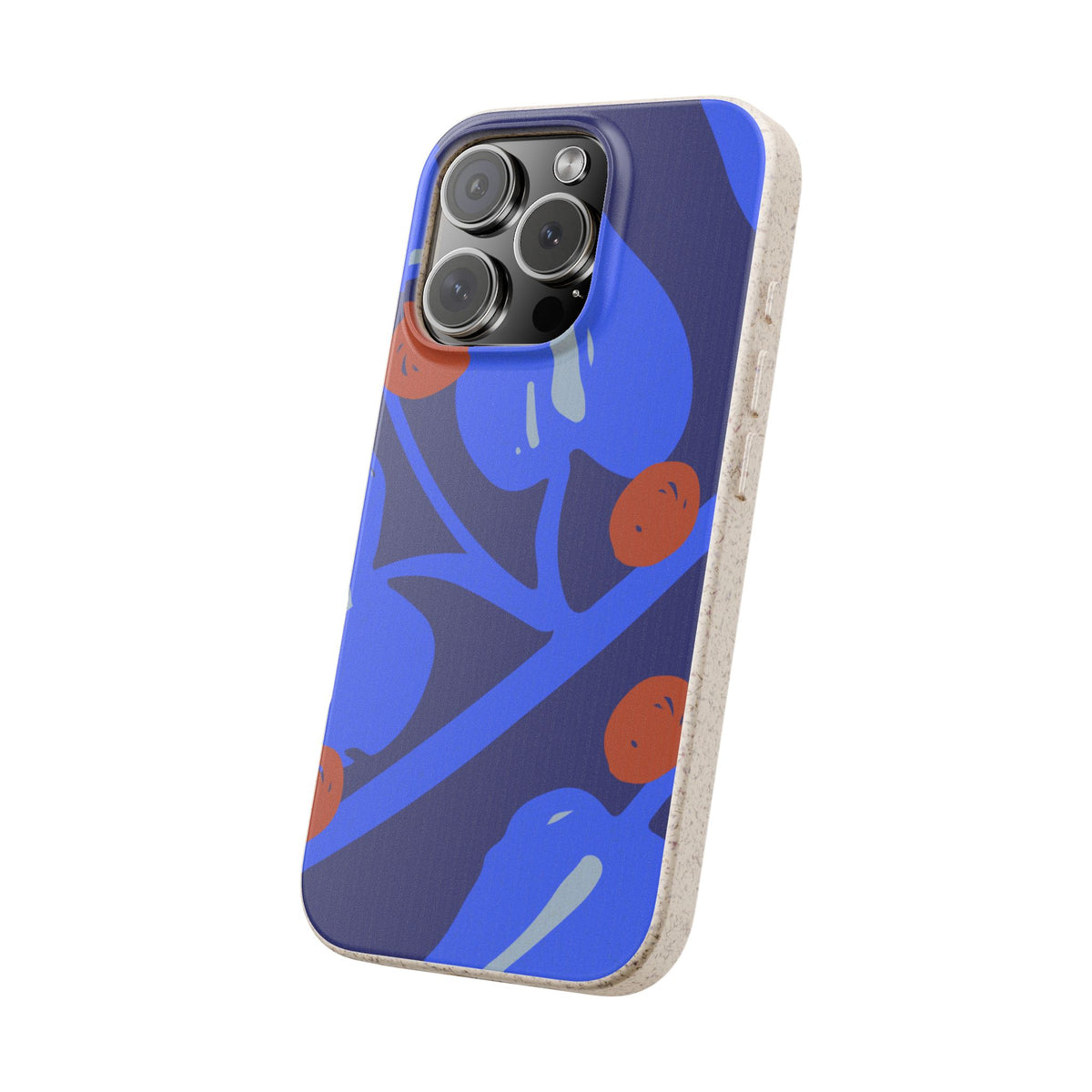 Biodegradable Phone Case — Bold Blue Abstract Floral Berry Design