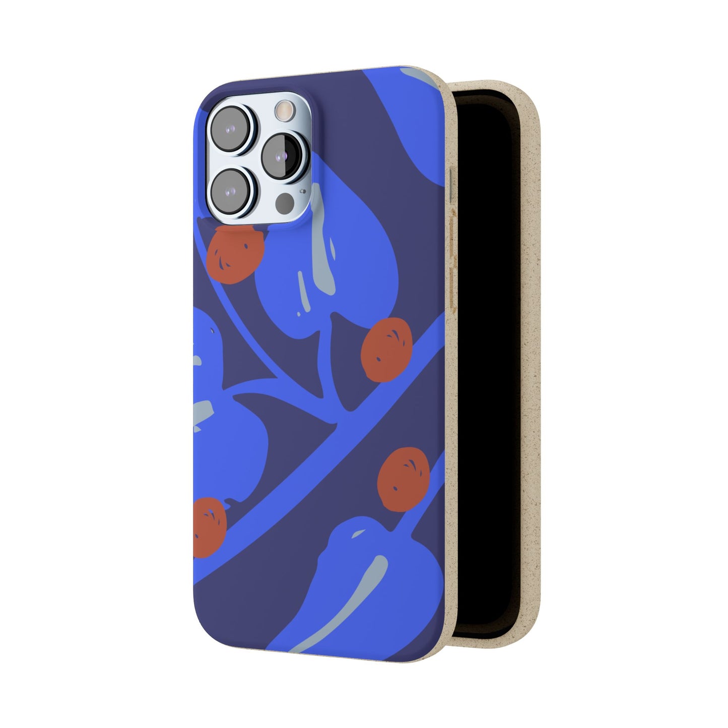 Biodegradable Phone Case — Bold Blue Abstract Floral Berry Design