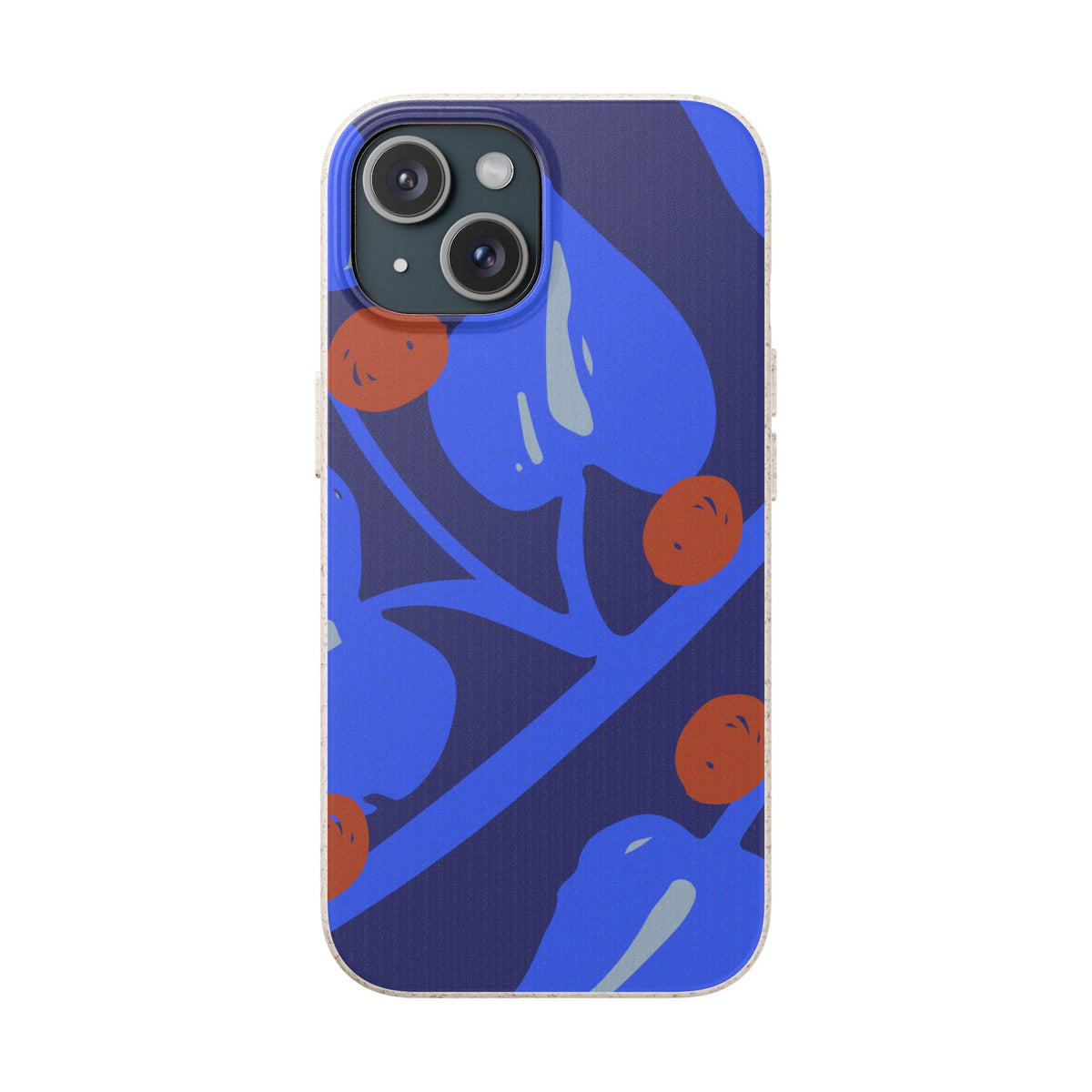 Biodegradable Phone Case — Bold Blue Abstract Floral Berry Design