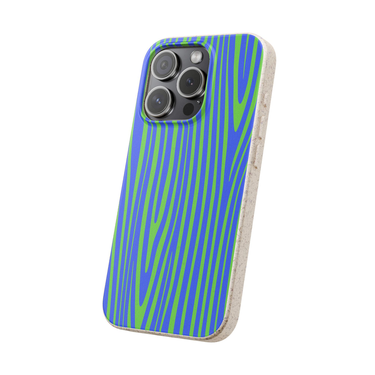 Eco Woodgrain Phone Case — Biodegradable Blue & Green Pattern