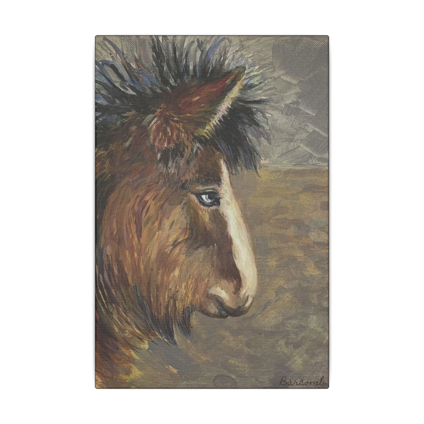 Rustic Icelandic Horse Portrait - Eco-Friendly Canvas