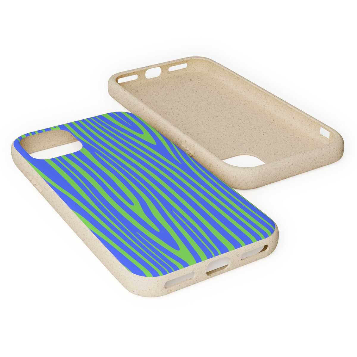Eco Woodgrain Phone Case — Biodegradable Blue & Green Pattern