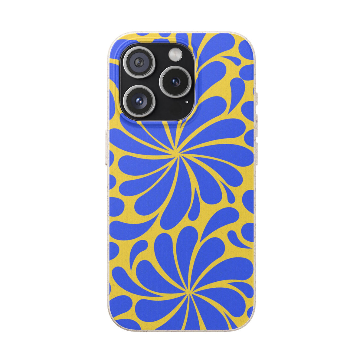 Biodegradable Phone Case — Blue & Yellow Retro Swirl Eco Phone Cover