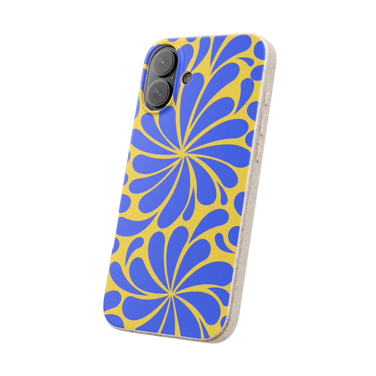 Biodegradable Phone Case — Blue & Yellow Retro Swirl Eco Phone Cover