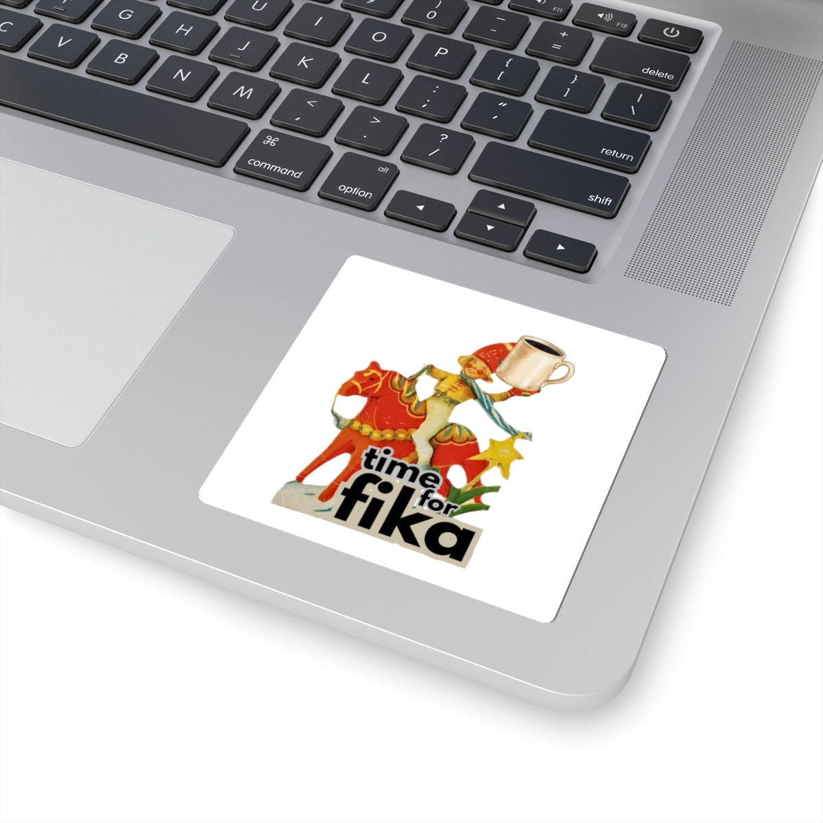 "Time for Fika" Vintage Dala Horse Coffee Sticker