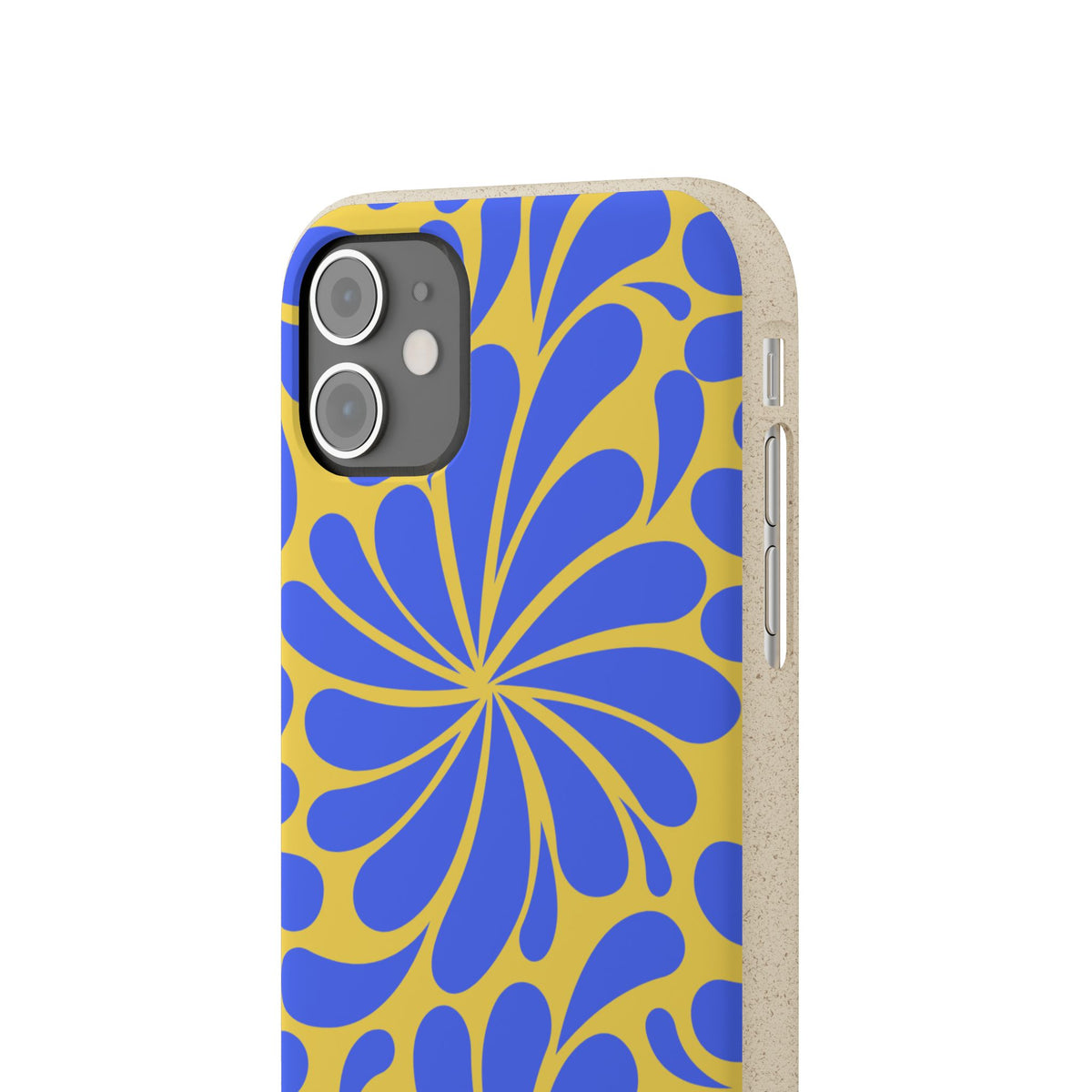 Biodegradable Phone Case — Blue & Yellow Retro Swirl Eco Phone Cover