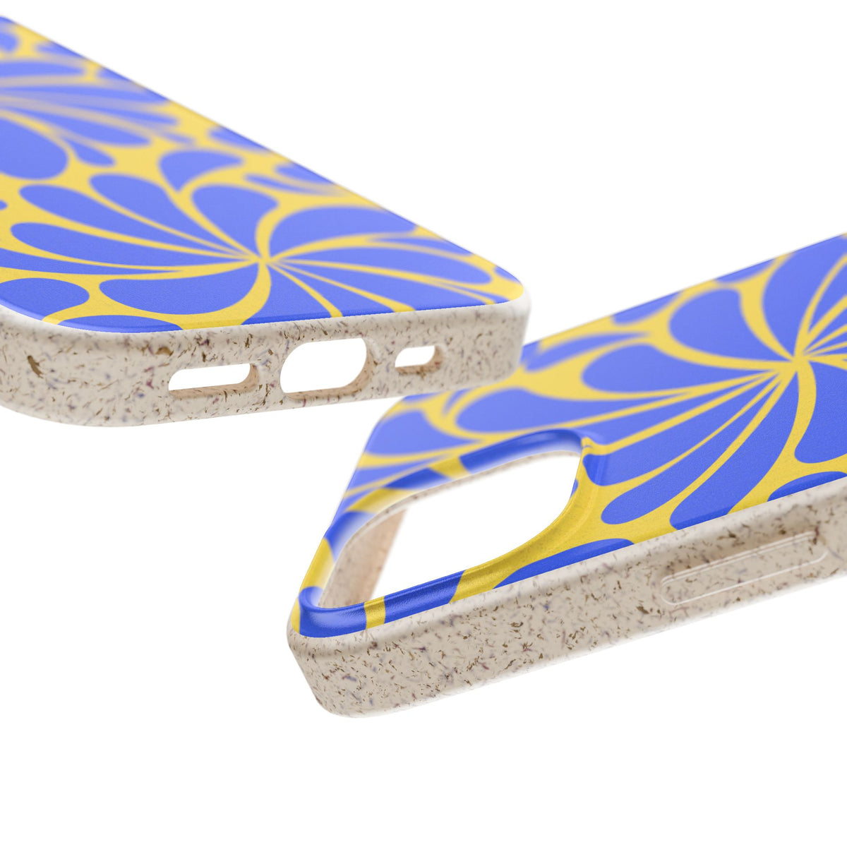 Biodegradable Phone Case — Blue & Yellow Retro Swirl Eco Phone Cover