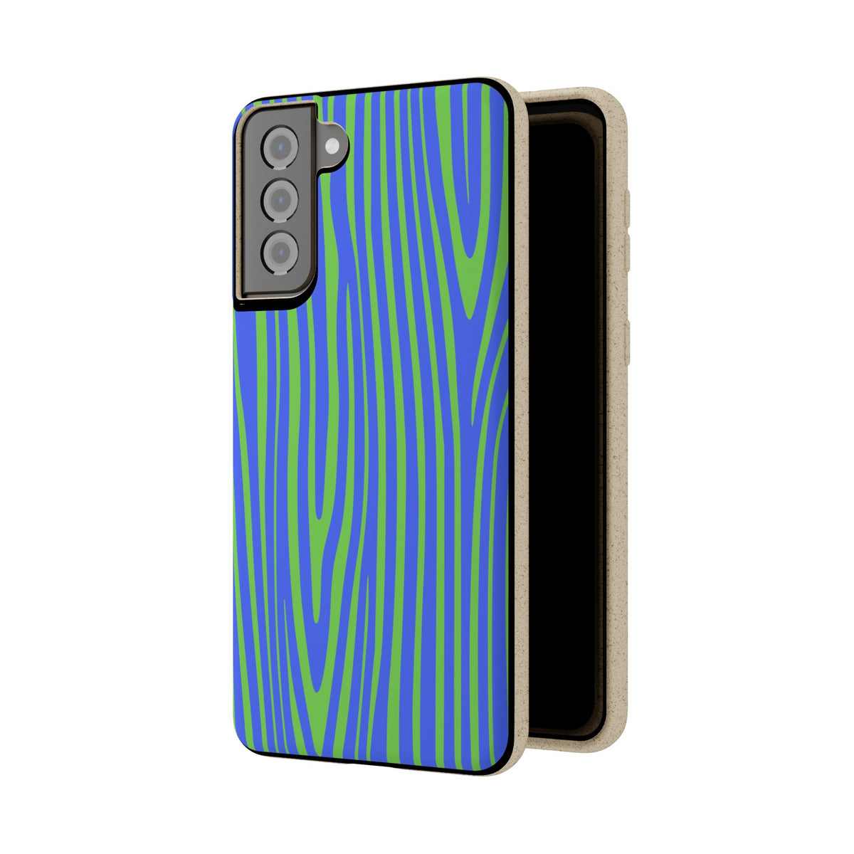 Eco Woodgrain Phone Case — Biodegradable Blue & Green Pattern