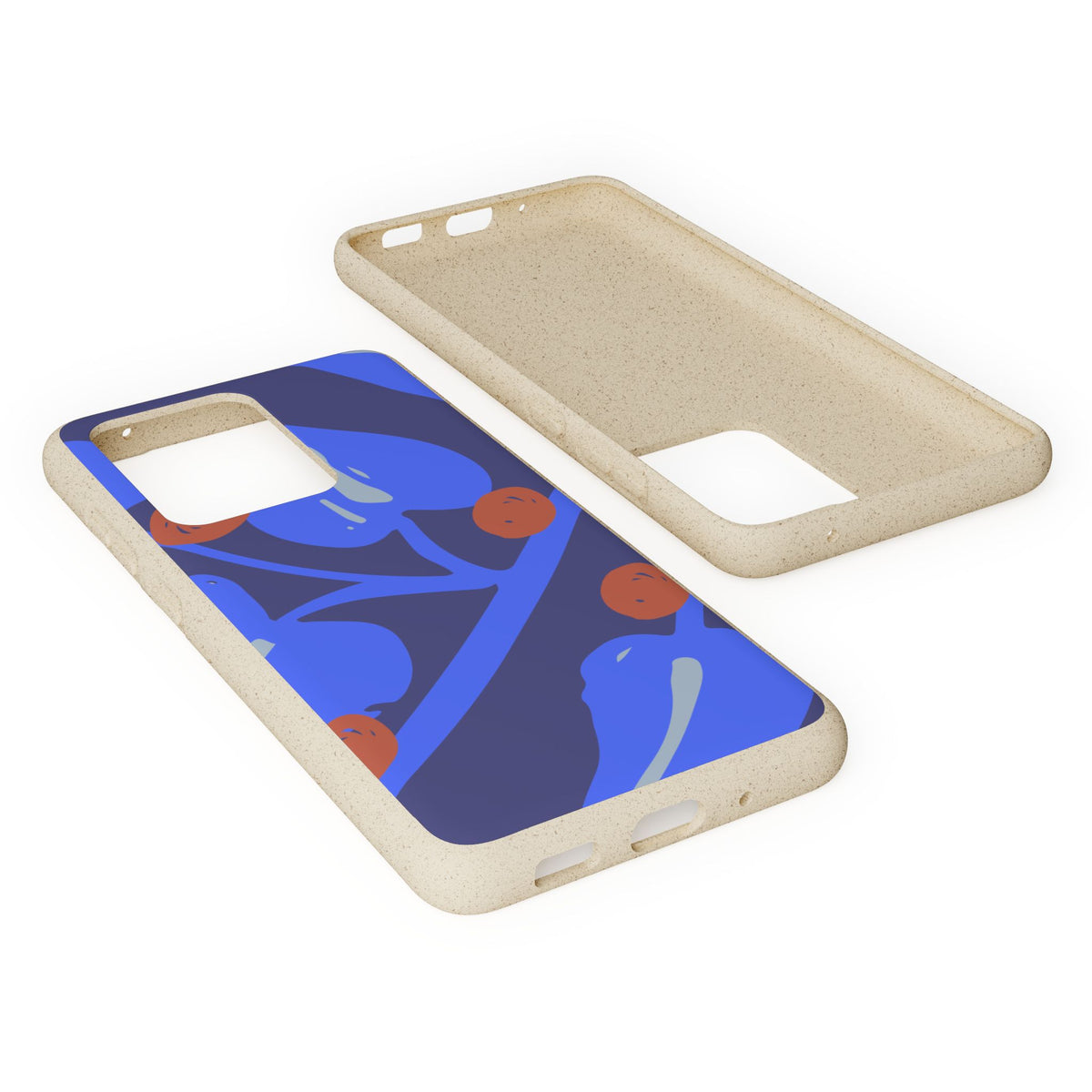 Biodegradable Phone Case — Bold Blue Abstract Floral Berry Design