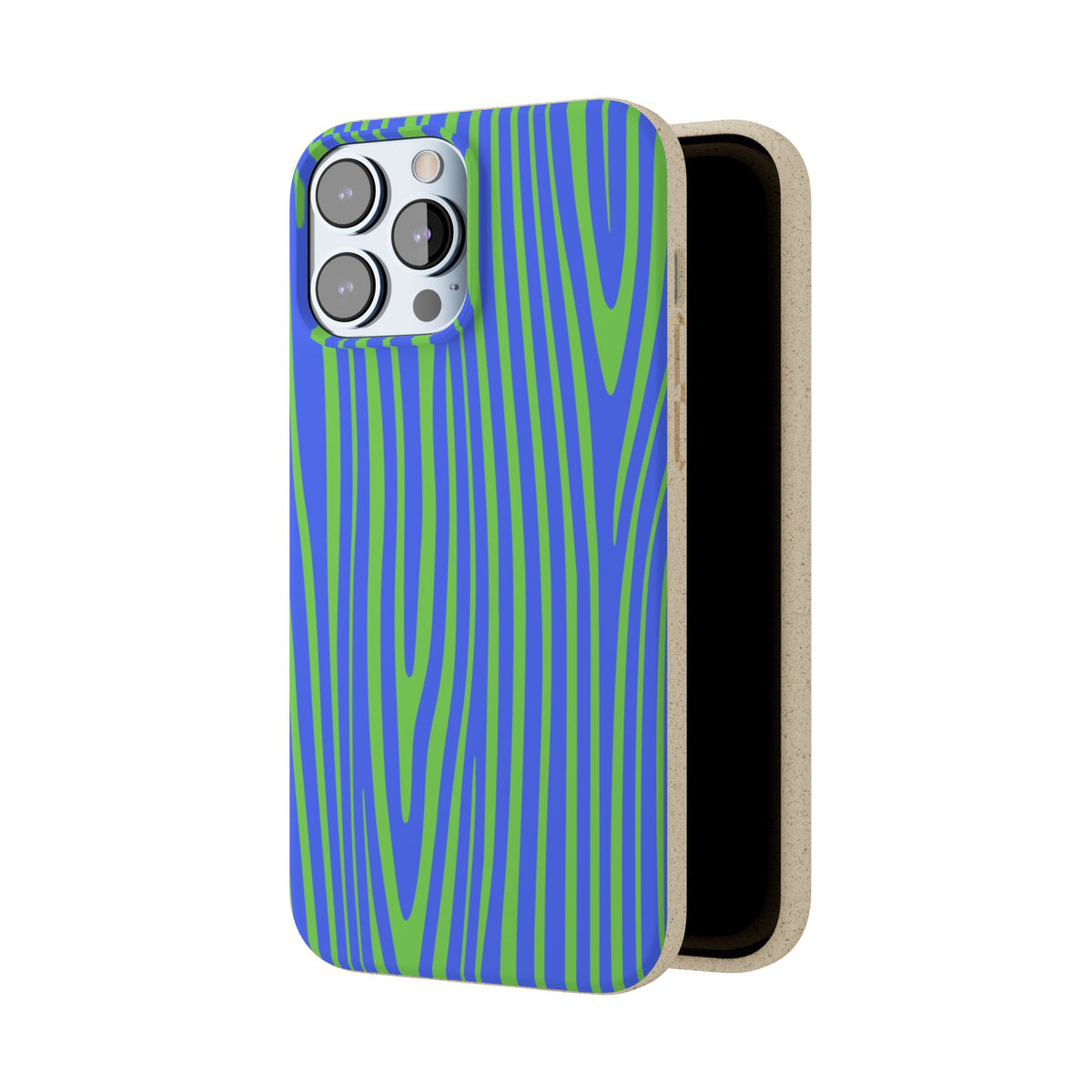 Eco Woodgrain Phone Case — Biodegradable Blue & Green Pattern