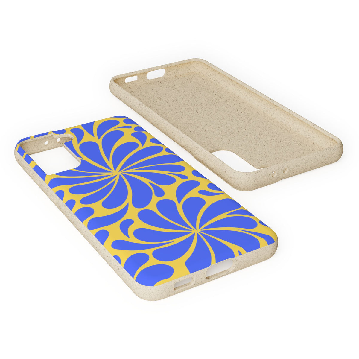 Biodegradable Phone Case — Blue & Yellow Retro Swirl Eco Phone Cover