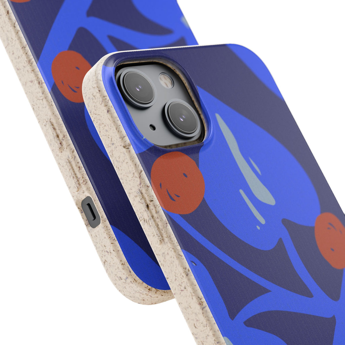Biodegradable Phone Case — Bold Blue Abstract Floral Berry Design
