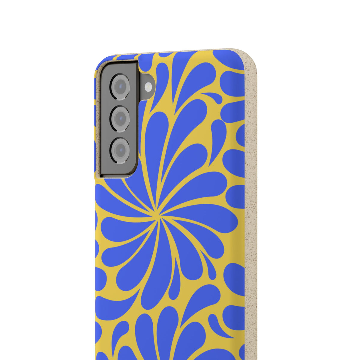Biodegradable Phone Case — Blue & Yellow Retro Swirl Eco Phone Cover