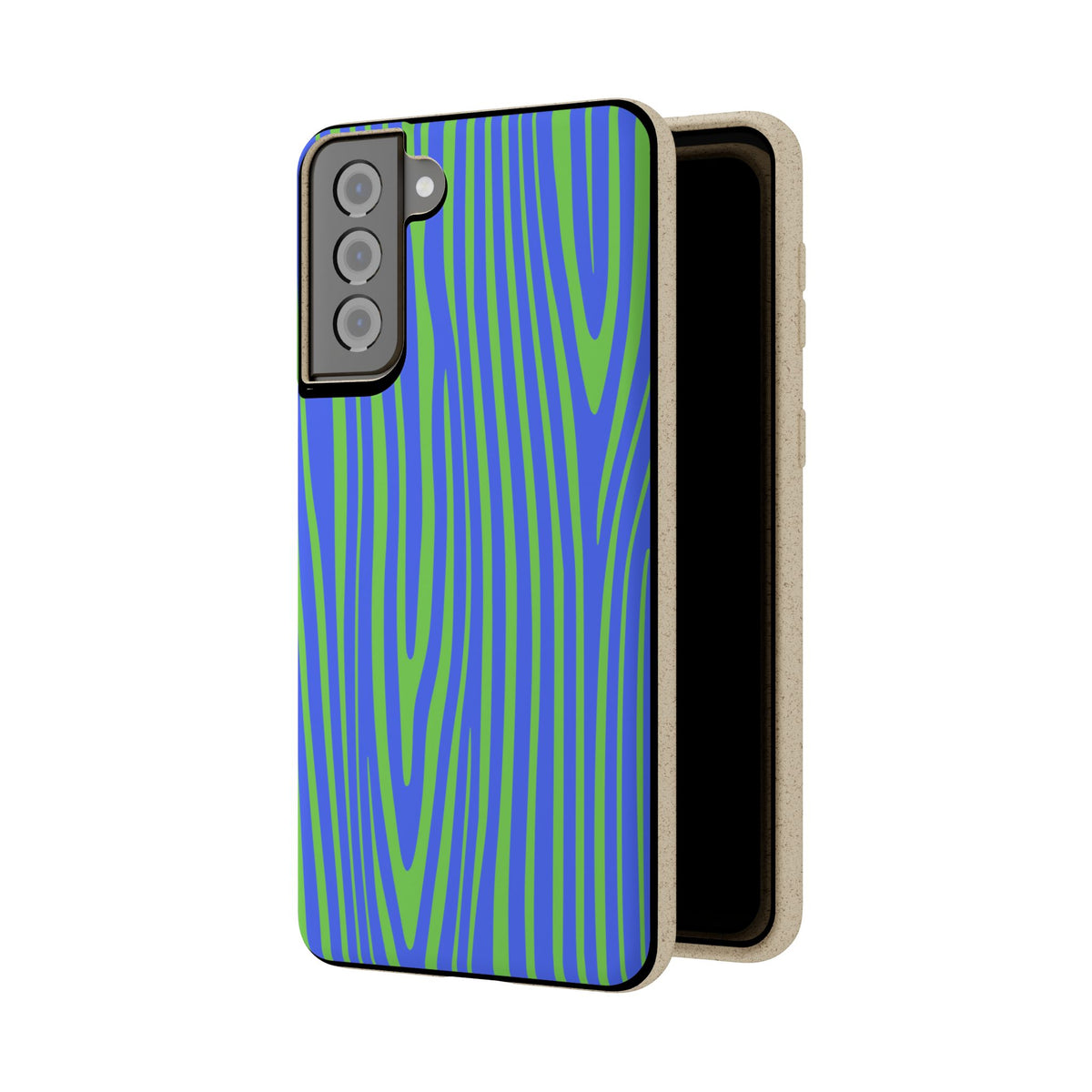 Eco Woodgrain Phone Case — Biodegradable Blue & Green Pattern