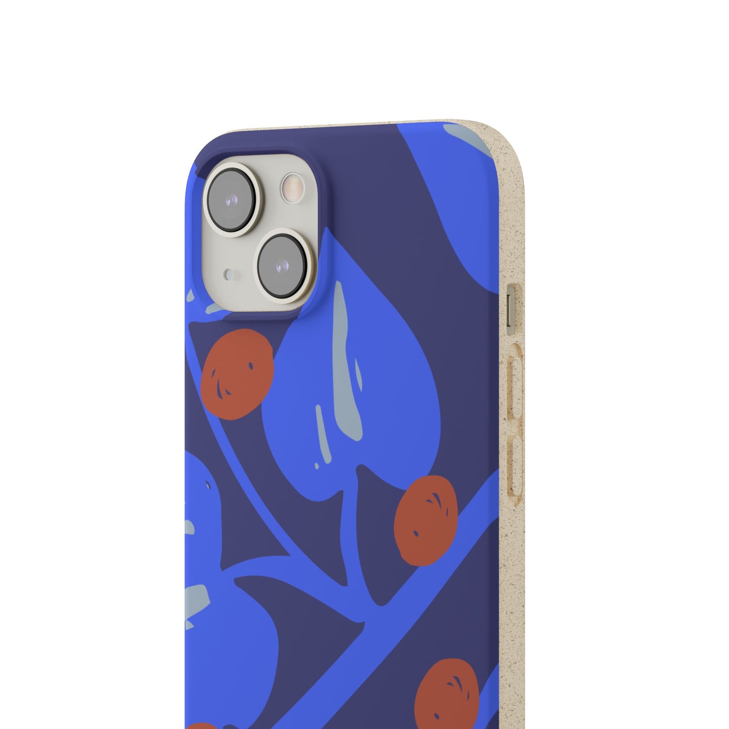 Biodegradable Phone Case — Bold Blue Abstract Floral Berry Design
